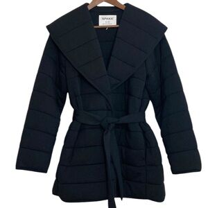 Spanx Puffy Coat Womens Large Black AirEssentials Oversized Soft Spacer Comfy